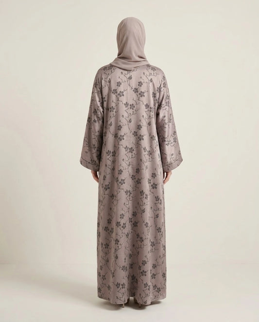 Imported Magestic Self-Design Abaya - Front Open