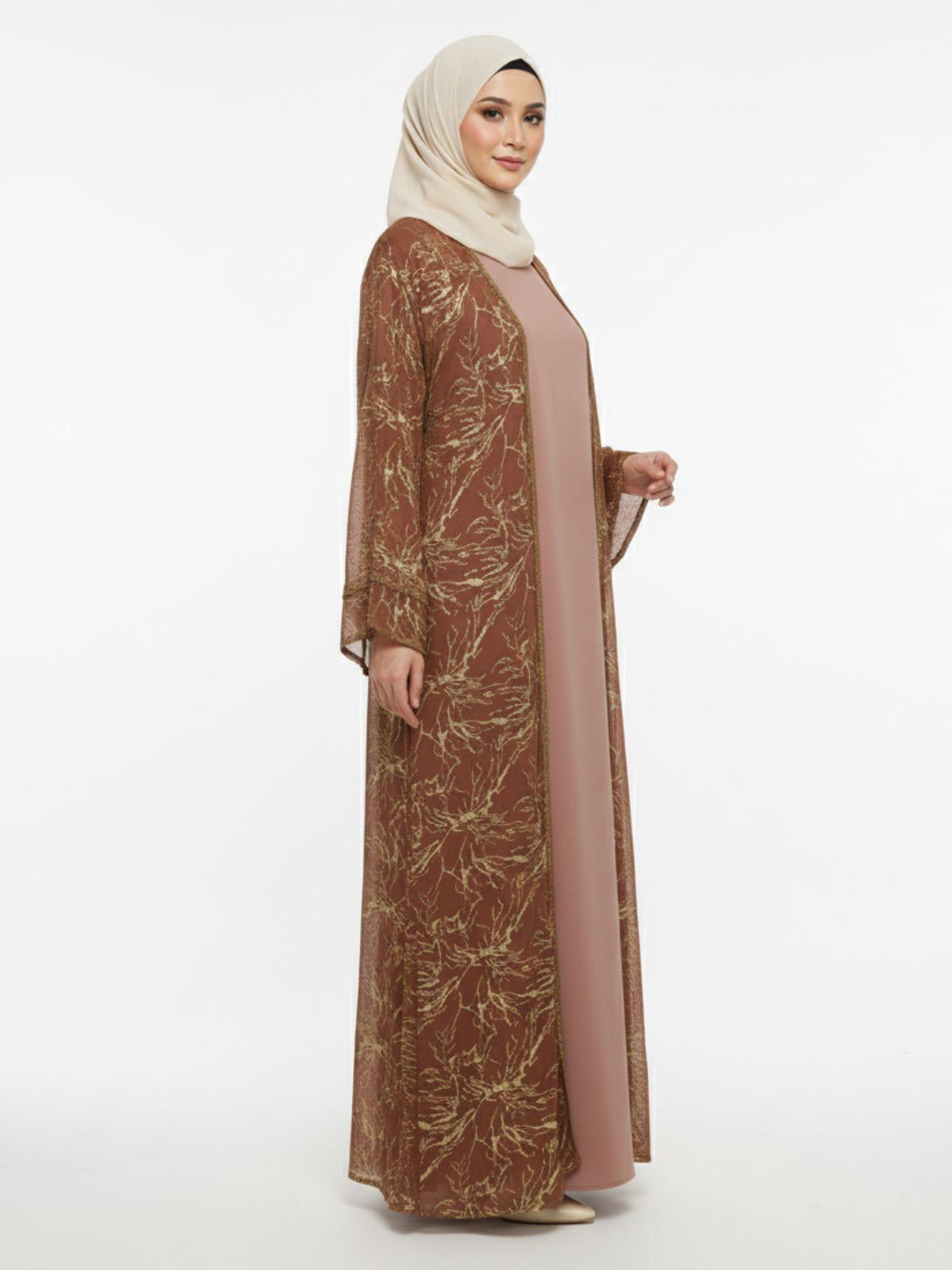 Golden Open Shrug Abaya - Elegent Modest Wear