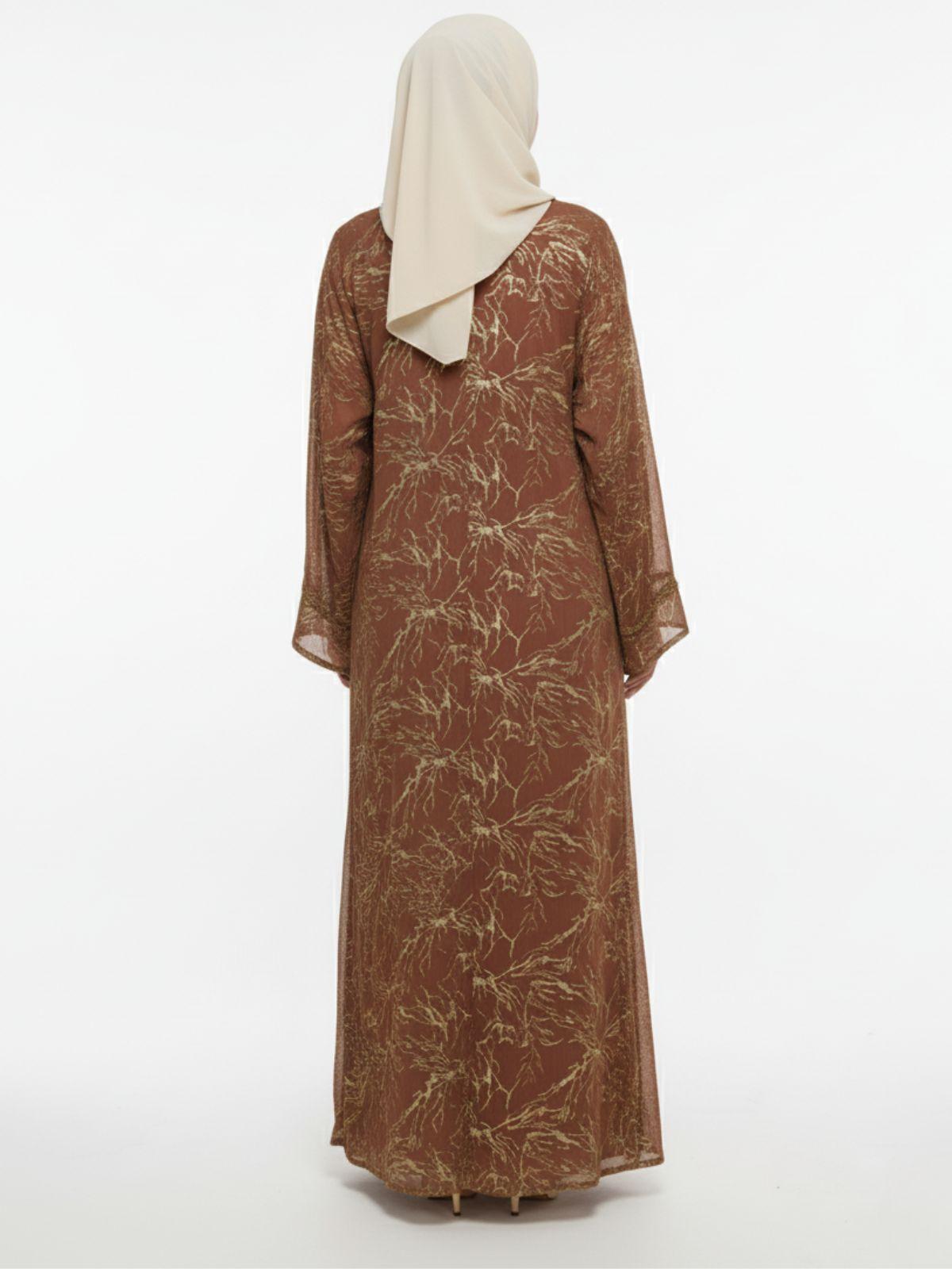 Golden Open Shrug Abaya - Elegent Modest Wear