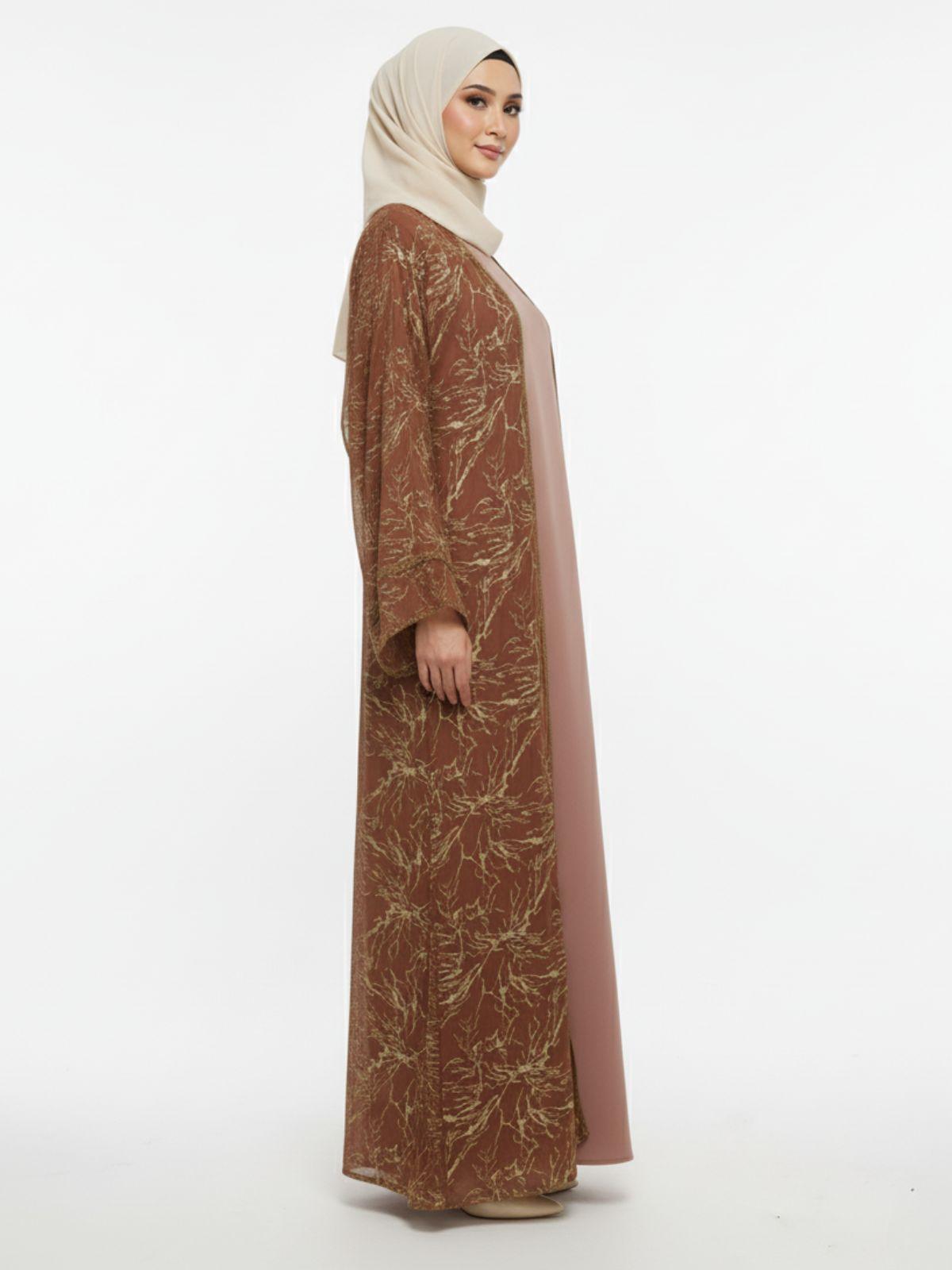 Golden Open Shrug Abaya - Elegent Modest Wear