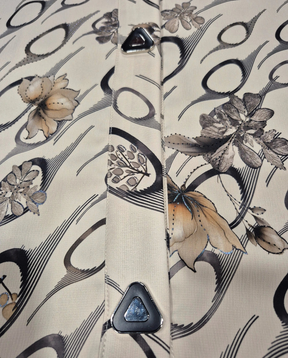 Imported Foil Print Abaya - Front Open