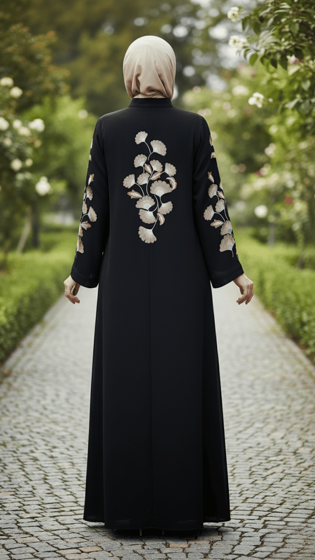 Premium Black Nida Abaya with Computerized Embroidery | Front Closed Modest Wear for Casual & Party Use