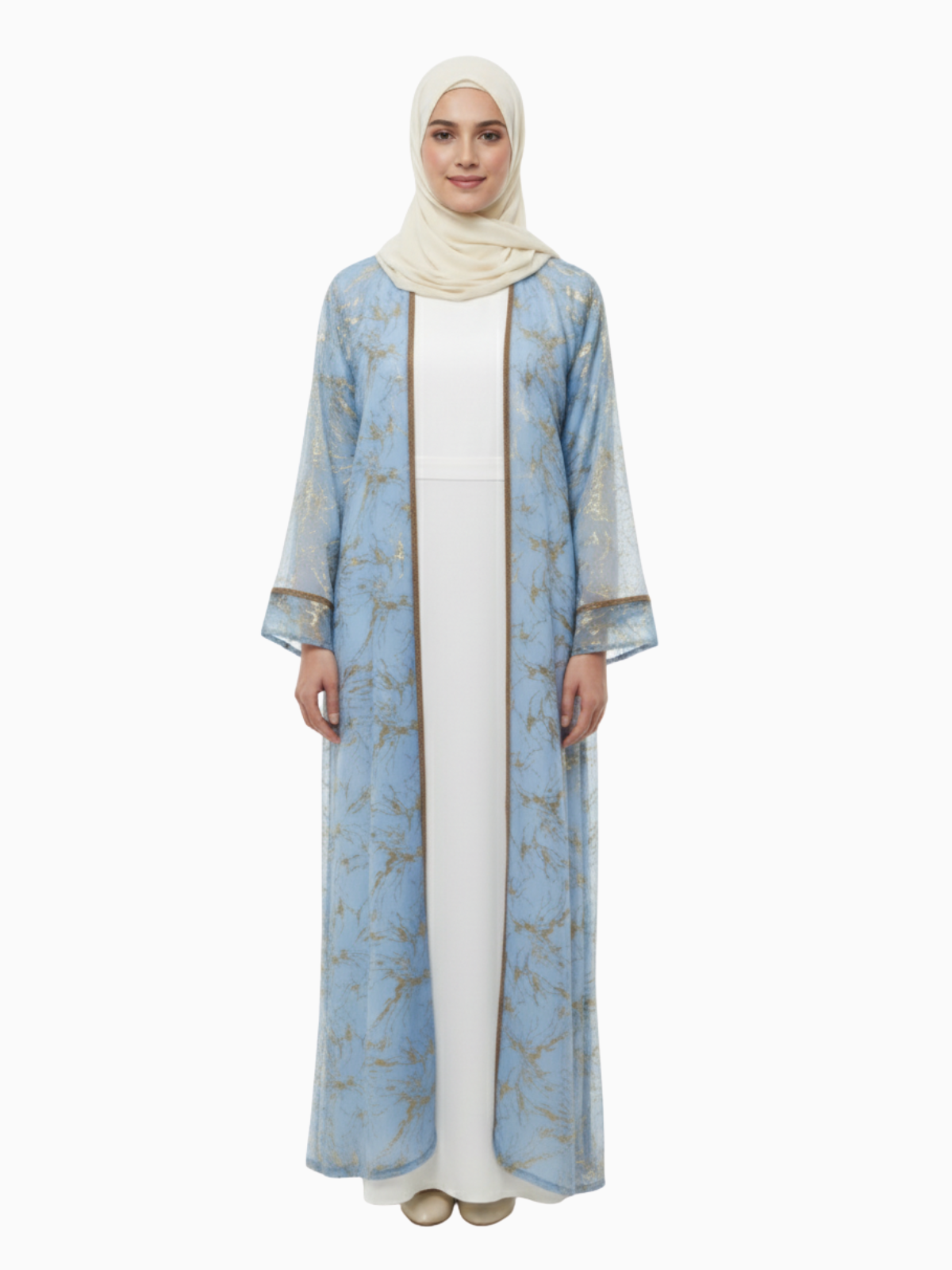 Sky Blue Shrug Abaya - Elegent Modest Wear