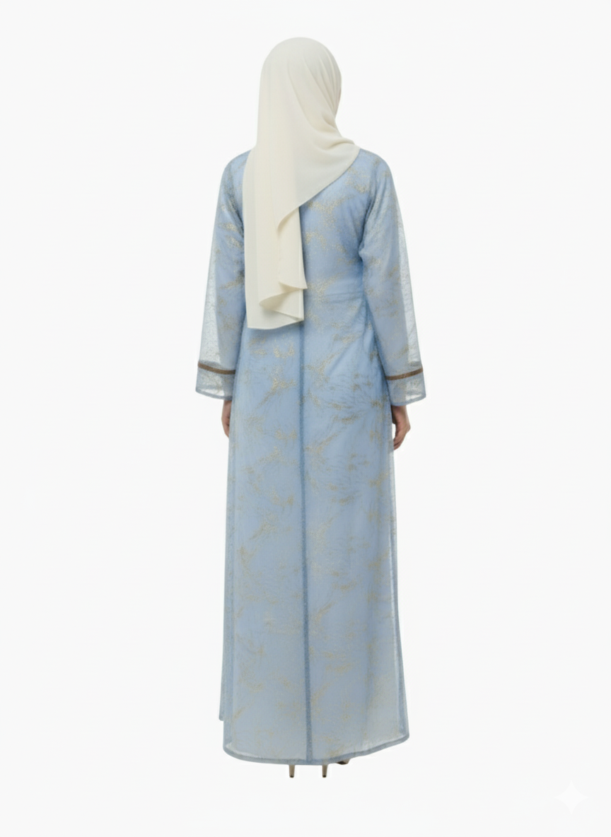 Sky Blue Shrug Abaya - Elegent Modest Wear