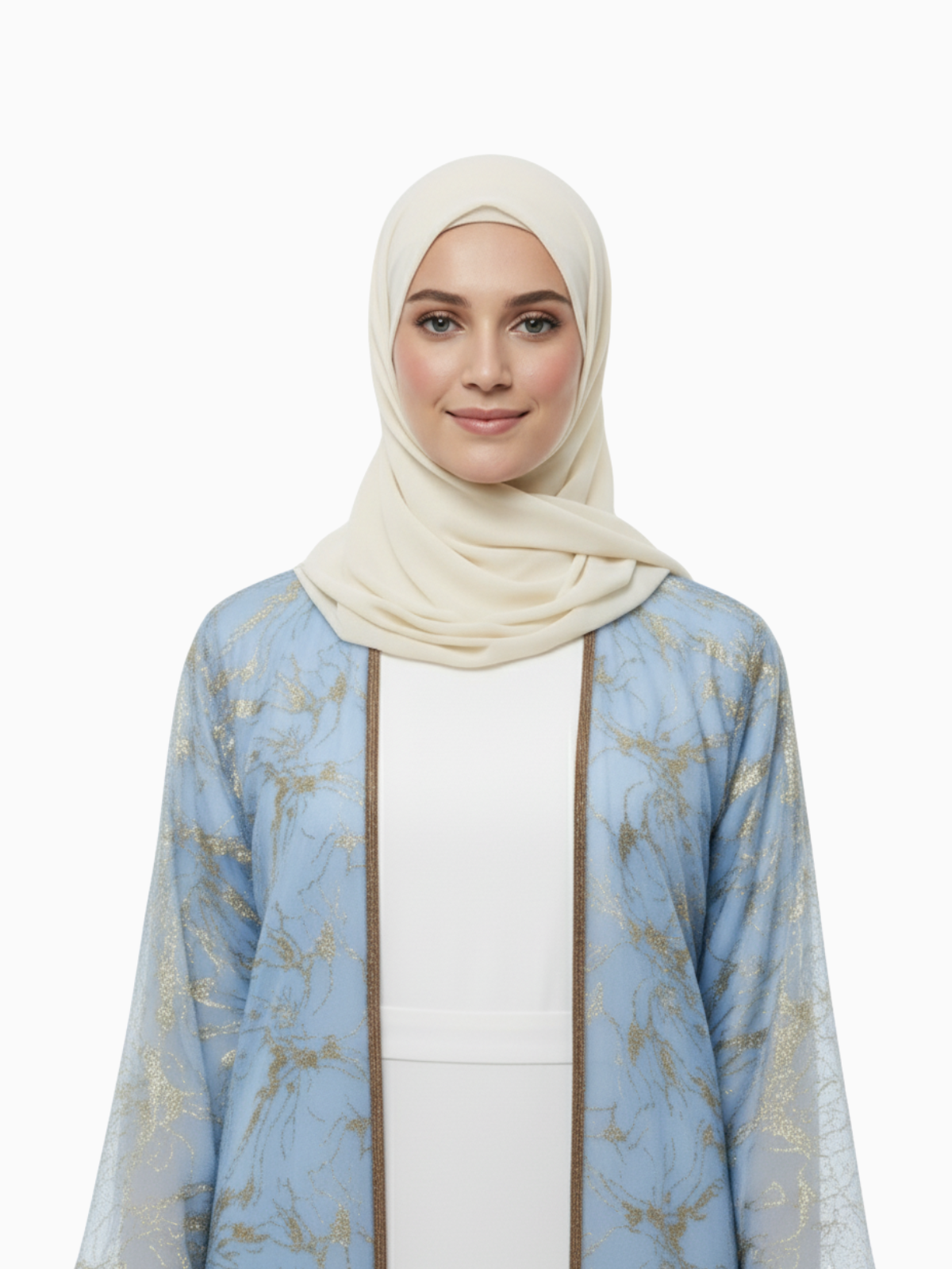 Sky Blue Shrug Abaya - Elegent Modest Wear