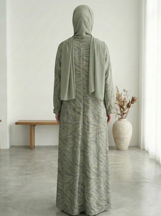 Dubai Printed Front Open Abaya