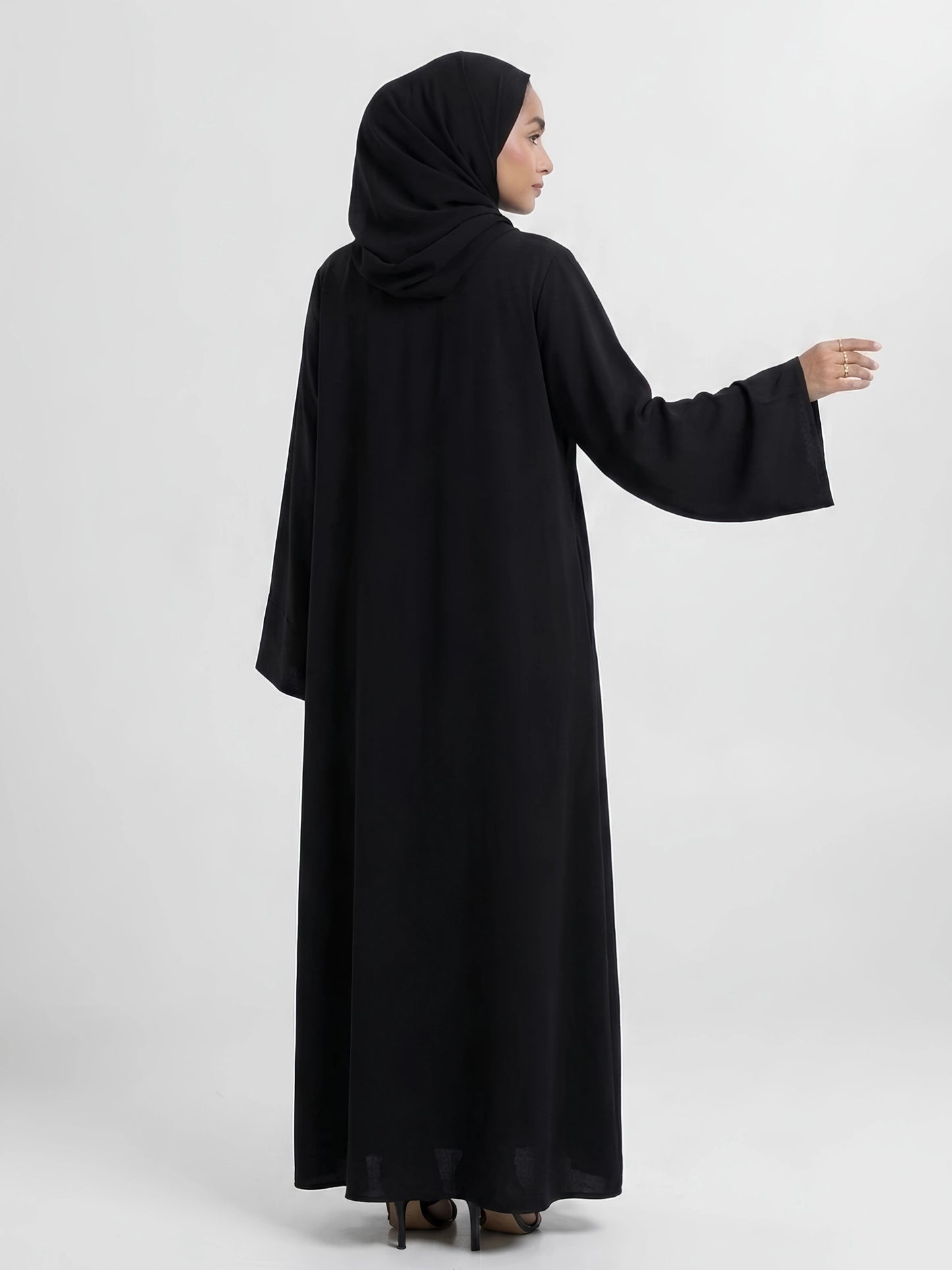 Imported Nida Abaya with Dubai Lace - Front Closed