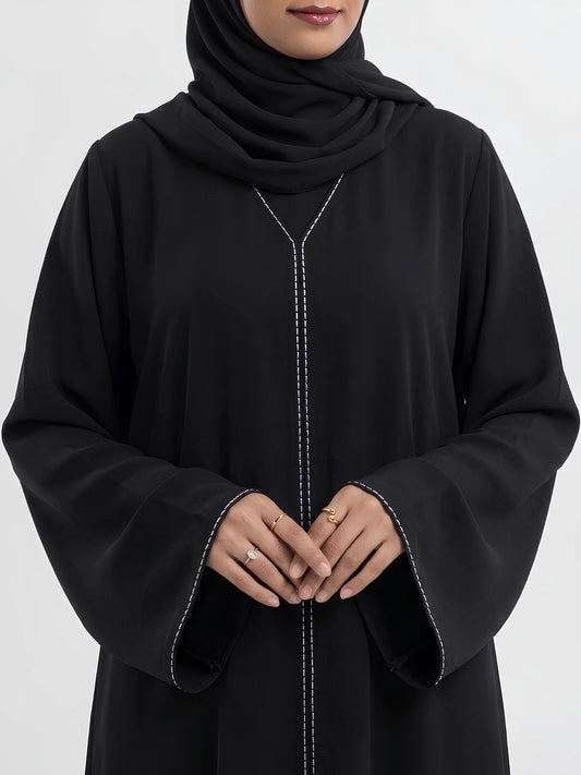 Imported Nida Abaya with Dubai Lace - Front Closed