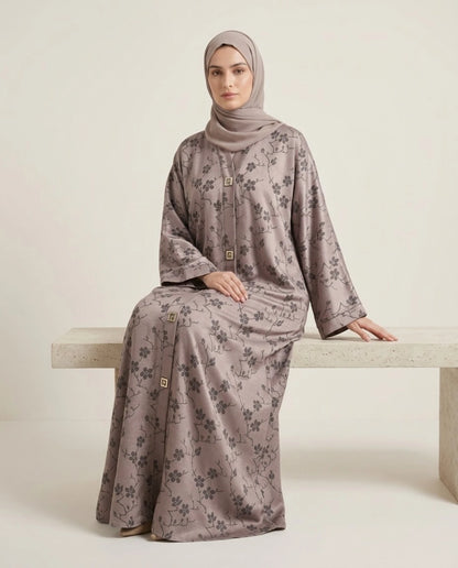 Imported Magestic Self-Design Abaya - Front Open