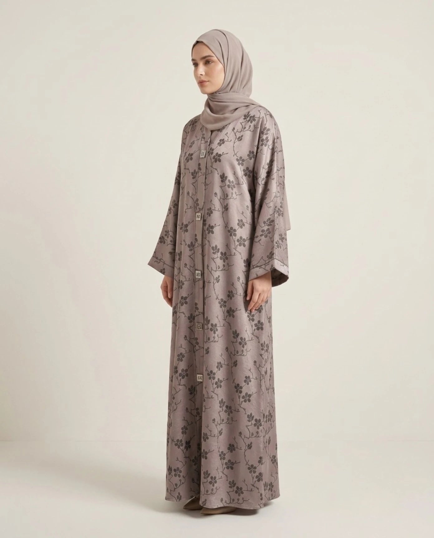 Imported Magestic Self-Design Abaya - Front Open