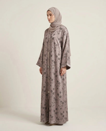 Imported Magestic Self-Design Abaya - Front Open