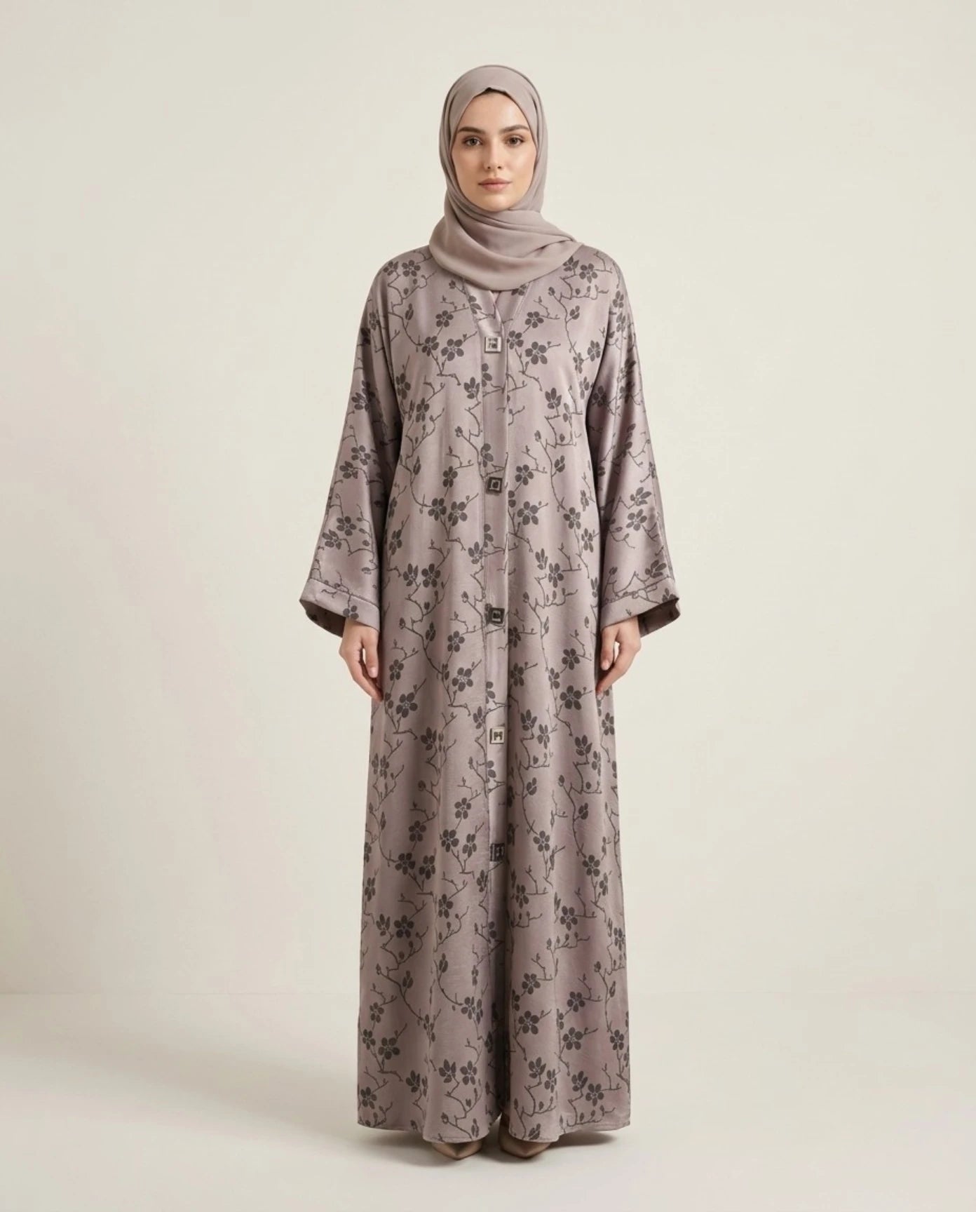 Imported Magestic Self-Design Abaya - Front Open