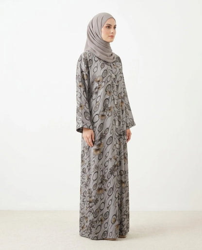 Imported Foil Print Self-Design Abaya - Front Open