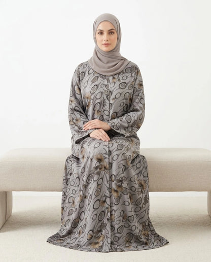 Imported Foil Print Self-Design Abaya - Front Open