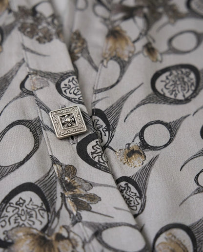 Imported Foil Print Self-Design Abaya - Front Open