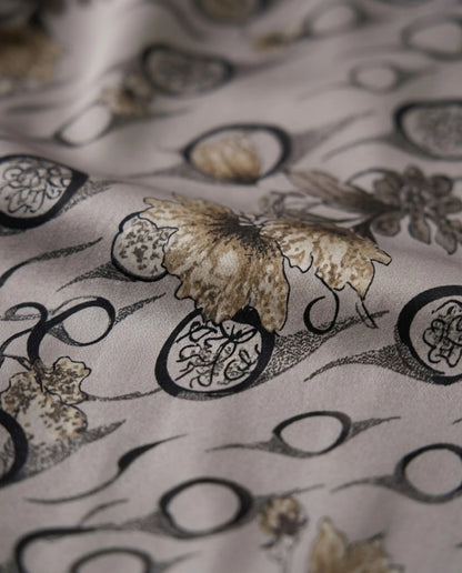Imported Foil Print Self-Design Abaya - Front Open