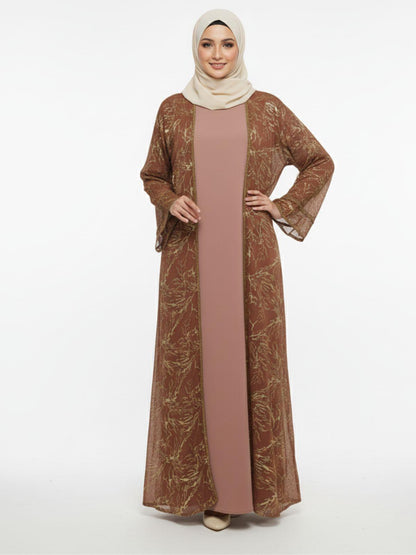 Golden Open Shrug Abaya - Elegent Modest Wear