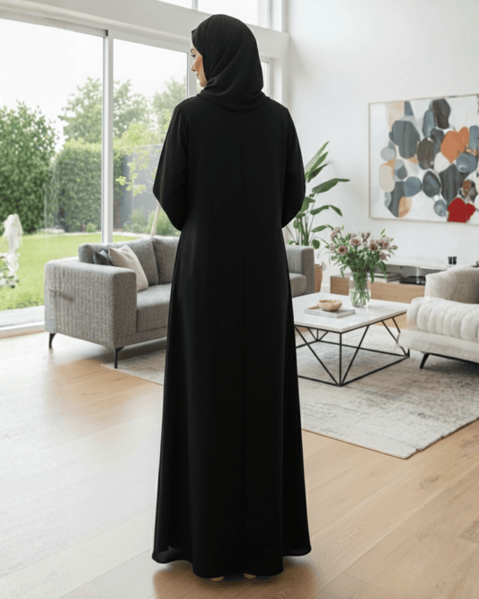 Black Abaya with Golden Embroidery