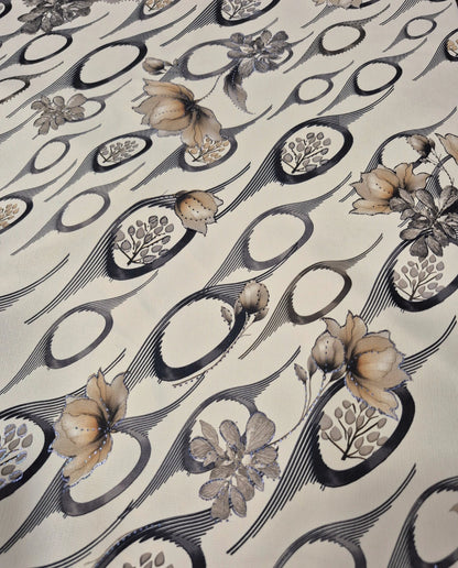 Imported Foil Print Abaya - Front Open