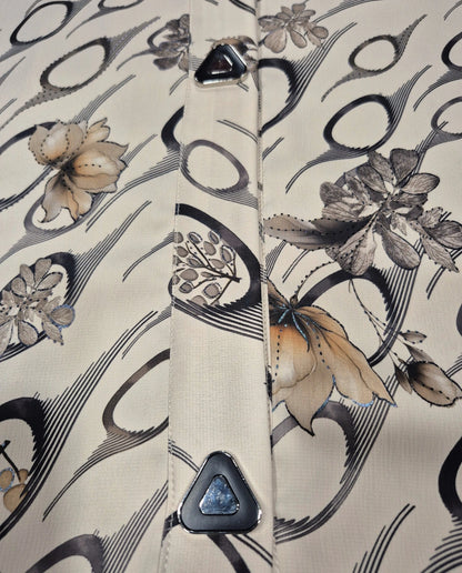Imported Foil Print Abaya - Front Open