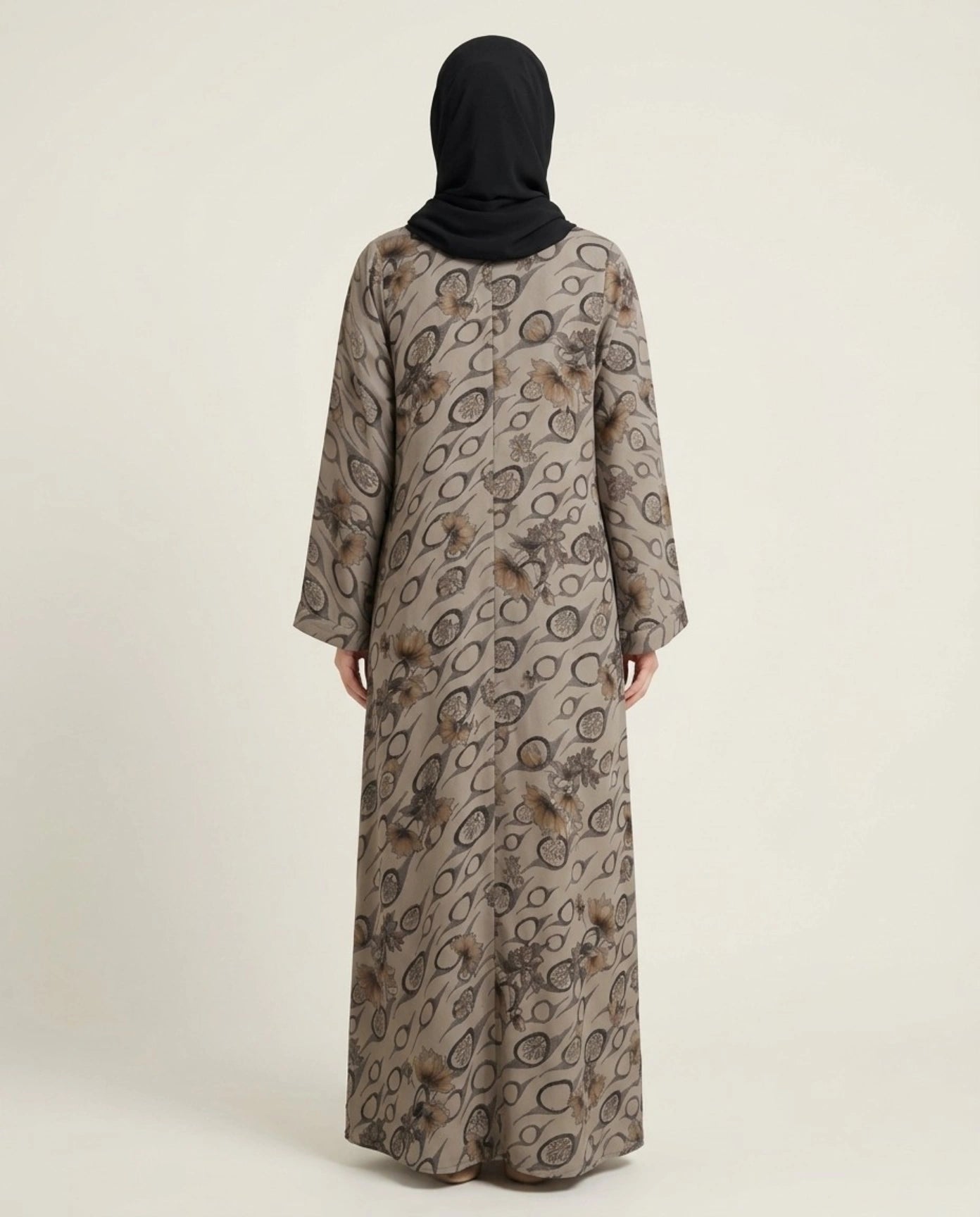 Imported Foil Print Self-Design Abaya - Front Open