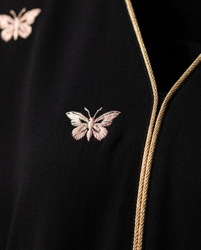 Black Butterfly Abaya with Golden Thread