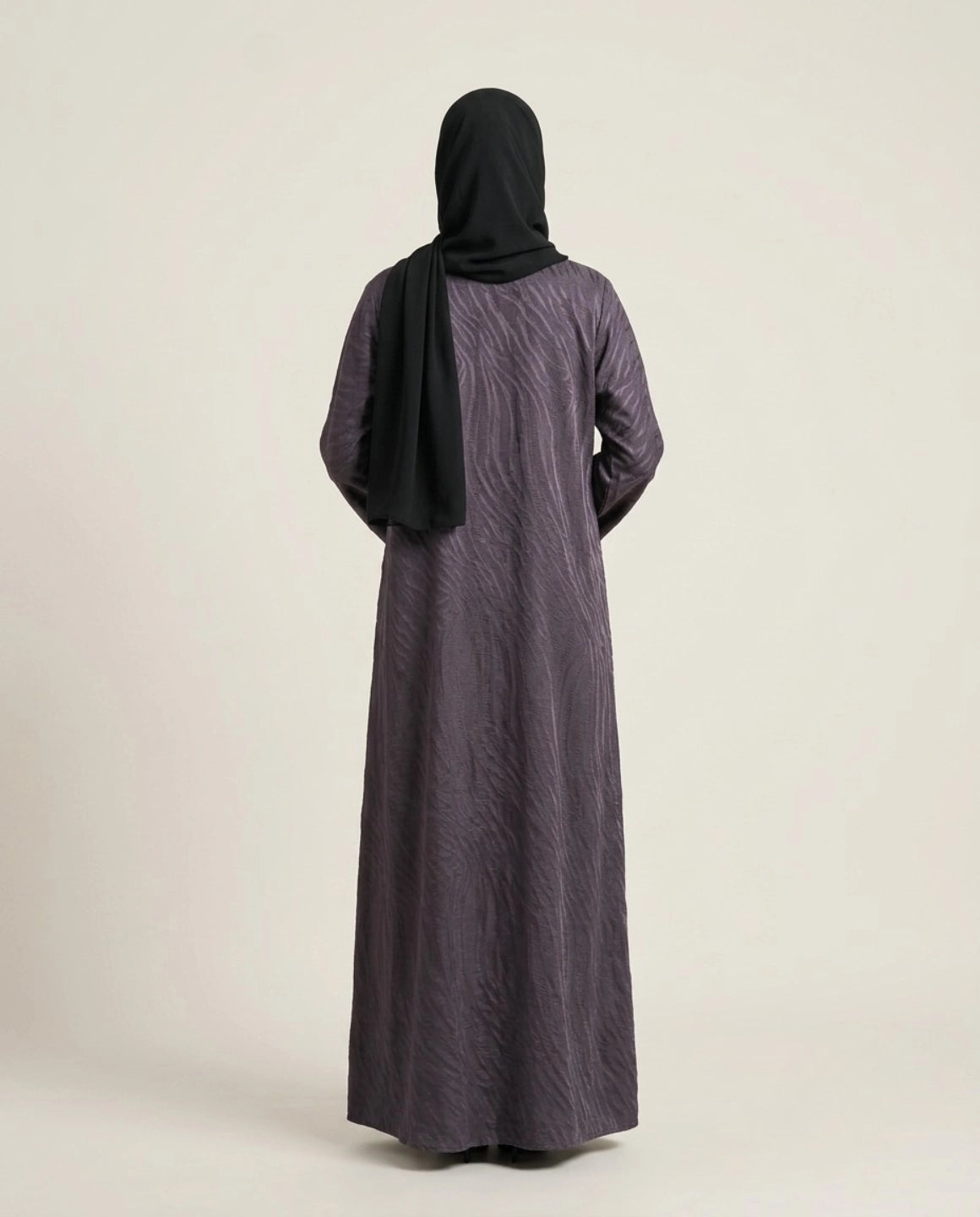 Imported Magestic Printed Blue Abaya - Front Open
