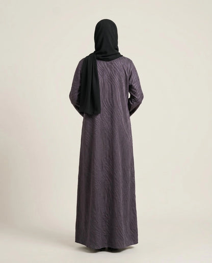 Imported Magestic Printed Blue Abaya - Front Open