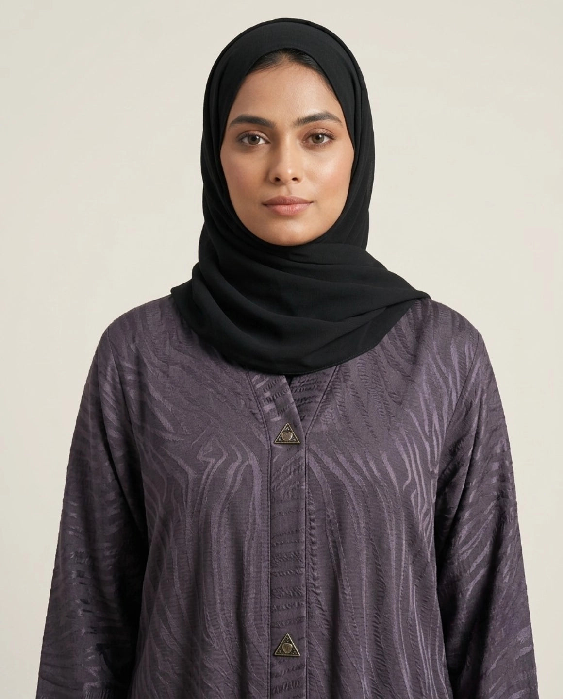 Imported Magestic Printed Blue Abaya - Front Open