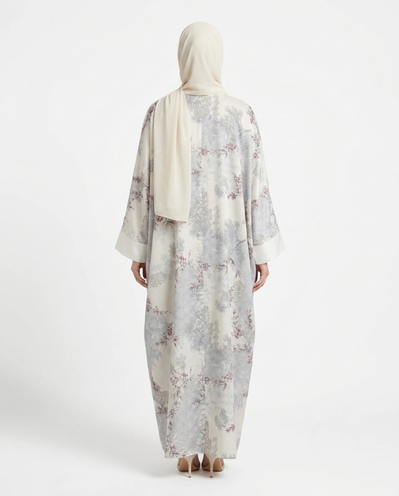 Italian Silk Printed Qaftan Abaya - Front Open