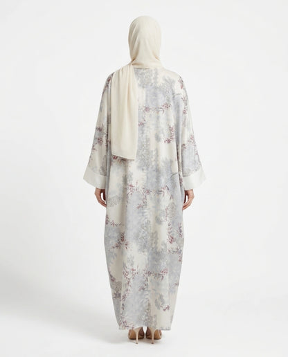 Italian Silk Printed Qaftan Abaya - Front Open