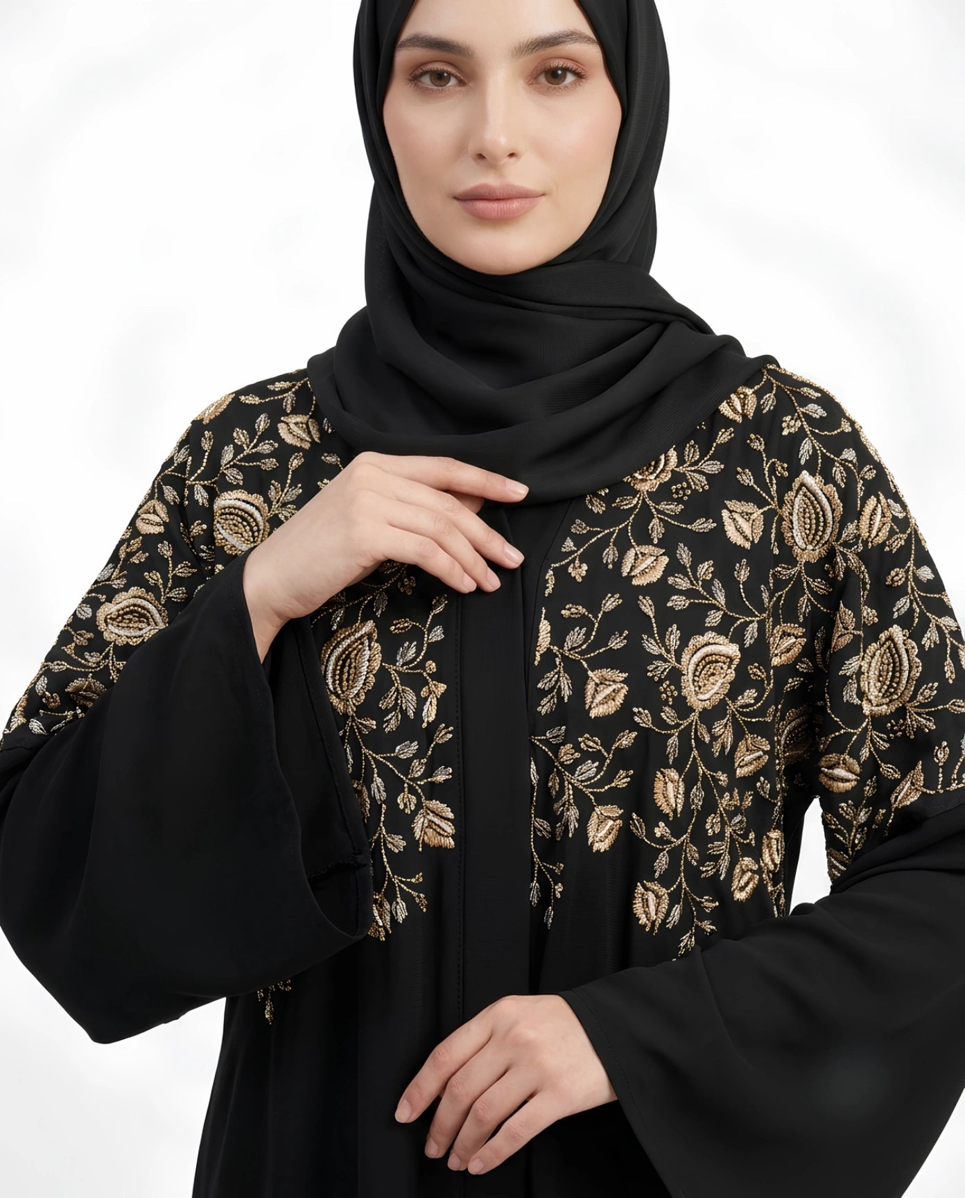 Premium Abaya with Thread embroidery on Front and Back