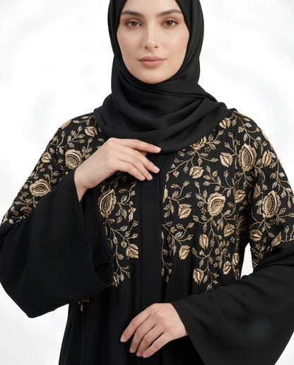 Premium Abaya with Thread embroidery on Front and Back