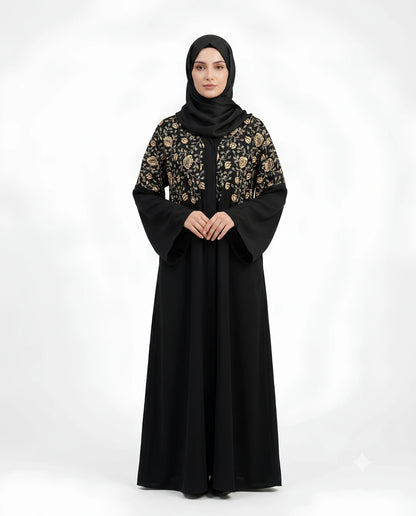 Premium Abaya with Thread embroidery on Front and Back