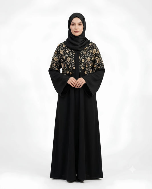 Premium Abaya with Thread embroidery on Front and Back