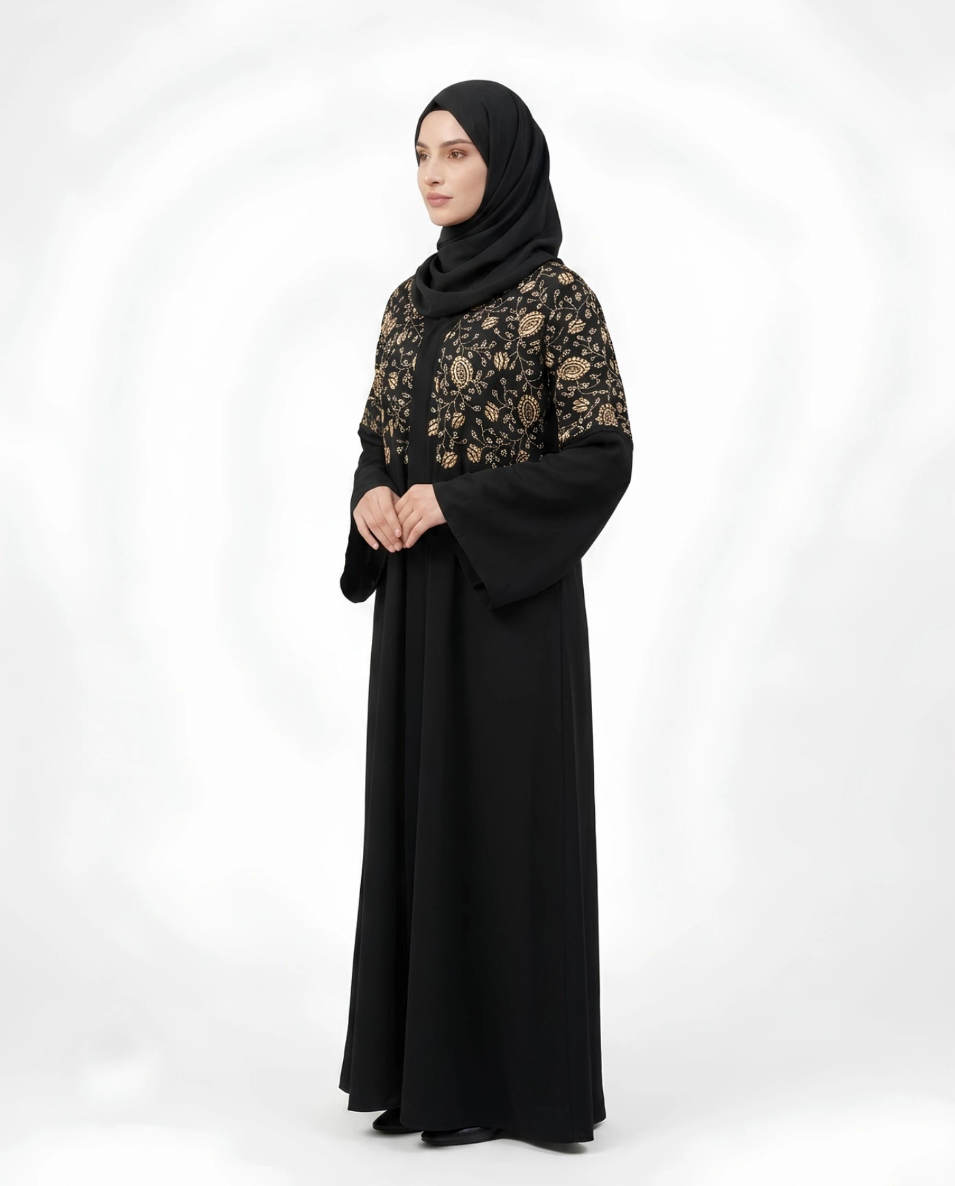 Premium Abaya with Thread embroidery on Front and Back