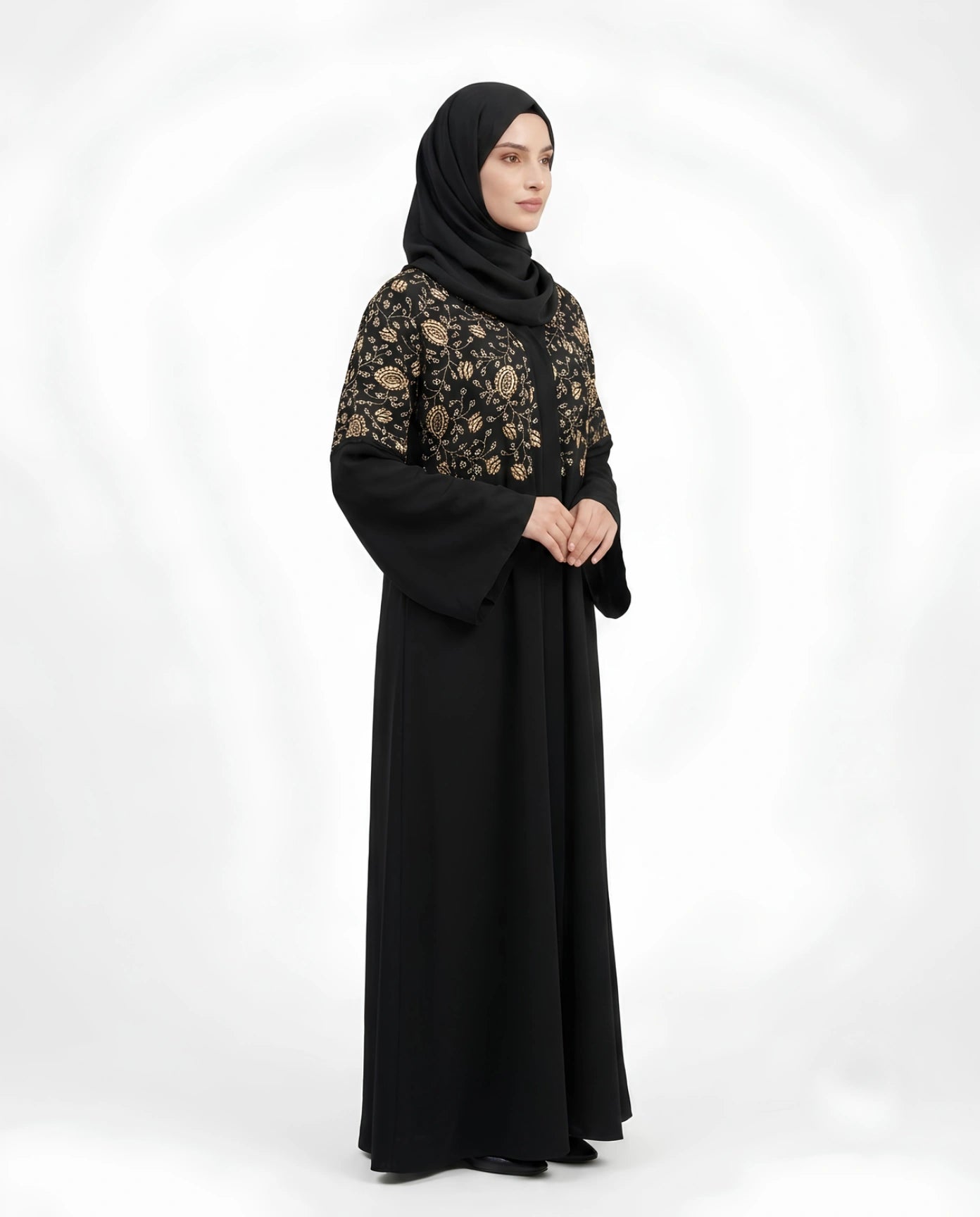 Premium Abaya with Thread embroidery on Front and Back