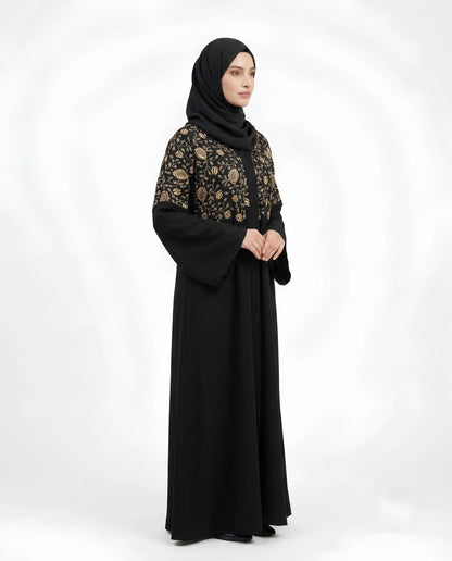 Premium Abaya with Thread embroidery on Front and Back