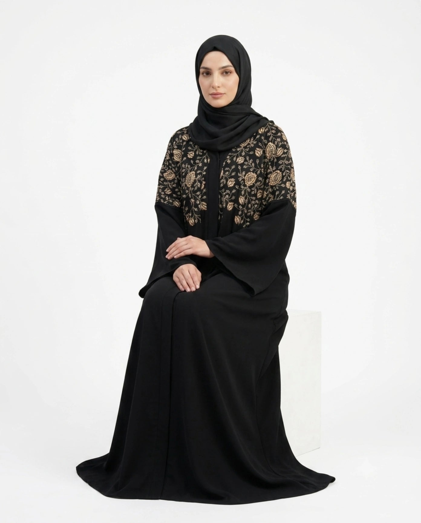 Premium Abaya with Thread embroidery on Front and Back