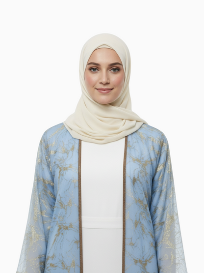 Sky Blue Shrug Abaya - Elegent Modest Wear