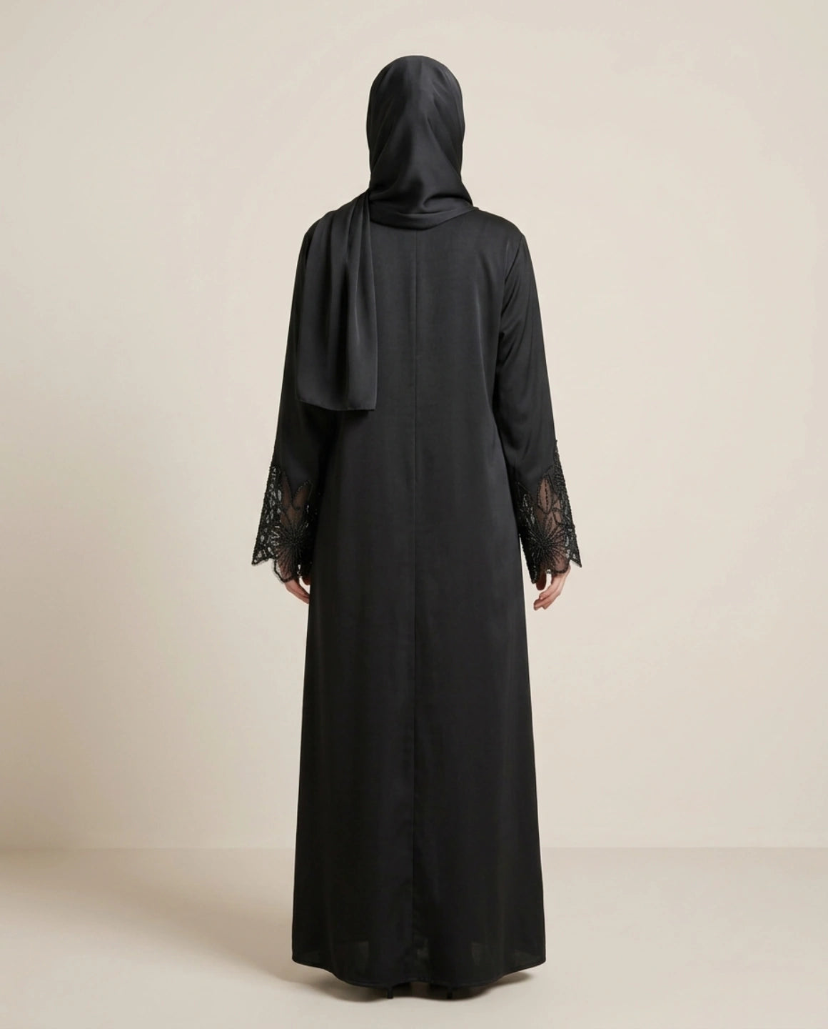 Imported Tiktok Heavy Cutwork Sleeves Abaya - Front Open