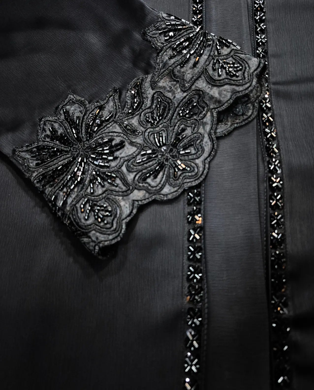 Imported Tiktok Beautiful Cutwork Sleeves Abaya - Front Open