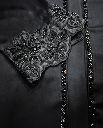 Imported Tiktok Beautiful Cutwork Sleeves Abaya - Front Open