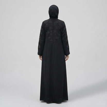 Black Nida Abaya with Black Embroidery