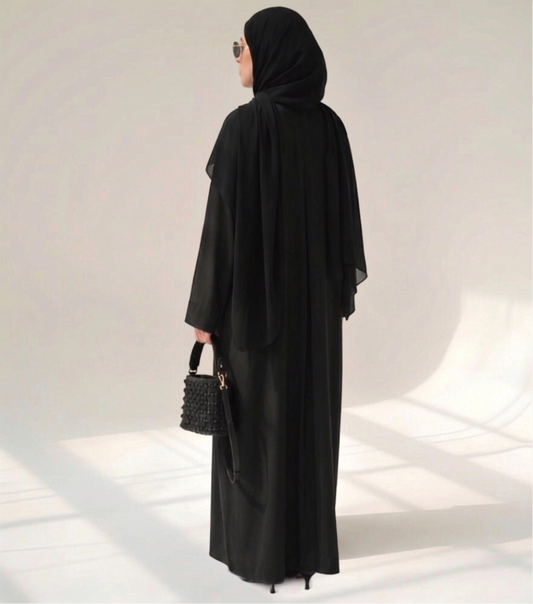 Imported Zoom Black Abaya with Folded Patti