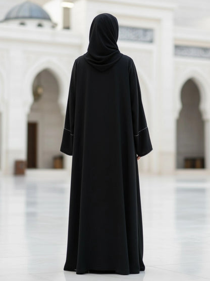 Imported Nida Abaya with Dubai Lace - Front Closed