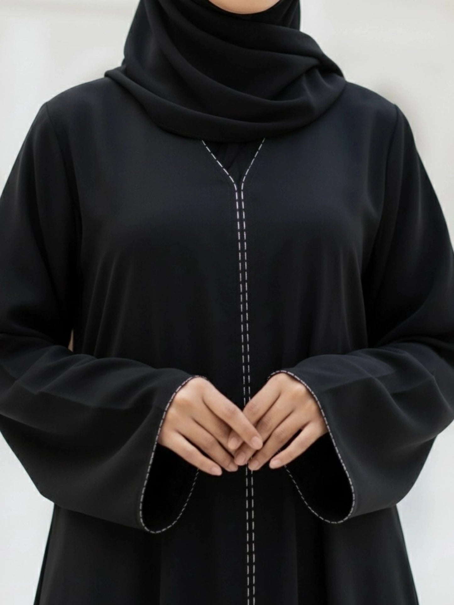 Imported Nida Abaya with Dubai Lace - Front Closed