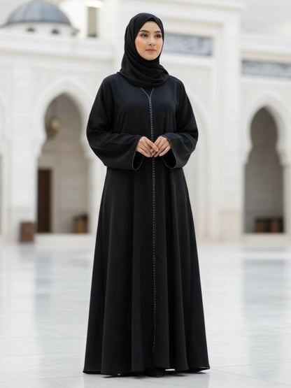 Imported Nida Abaya with Dubai Lace - Front Closed