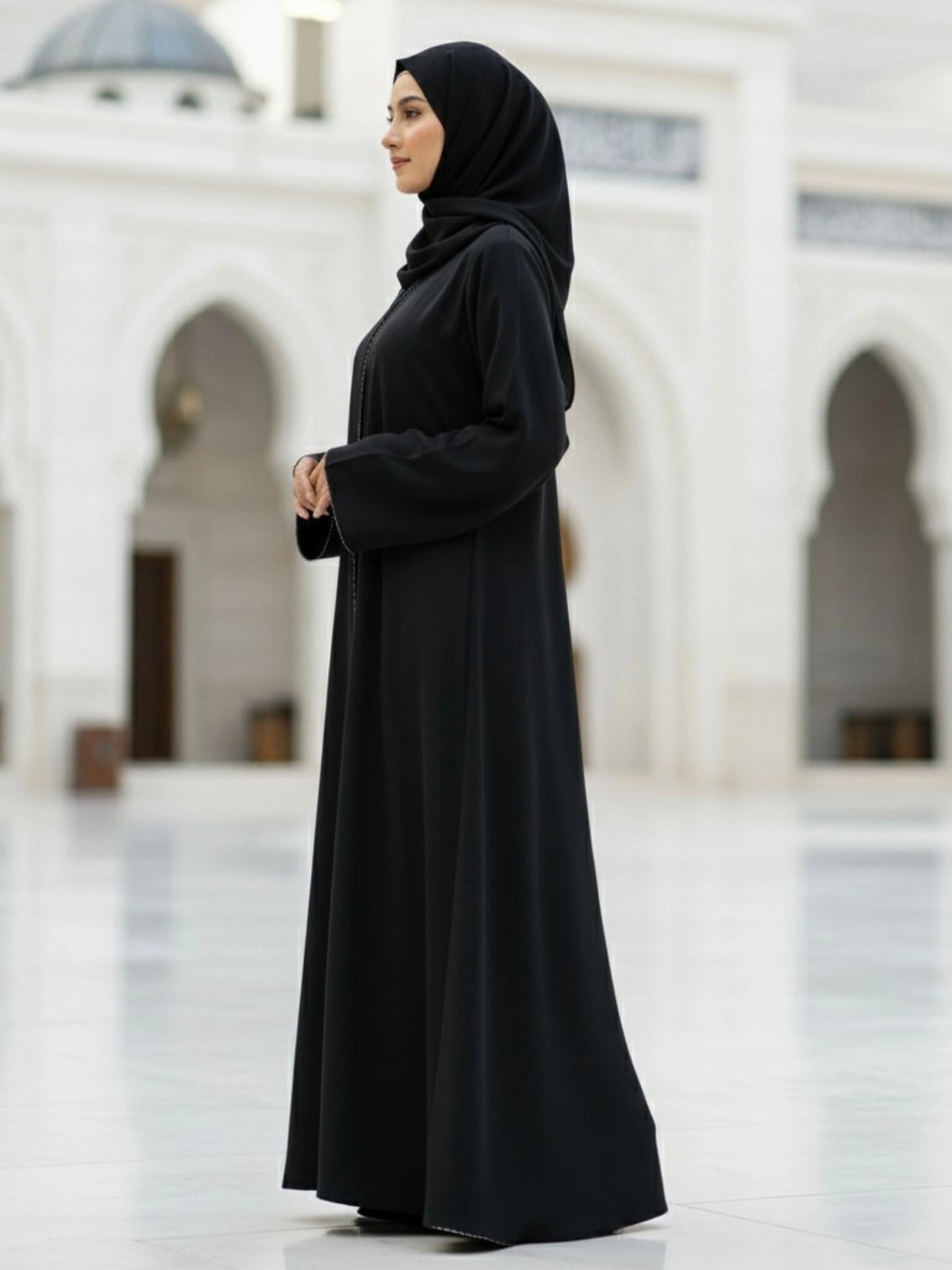 Imported Nida Abaya with Dubai Lace - Front Closed