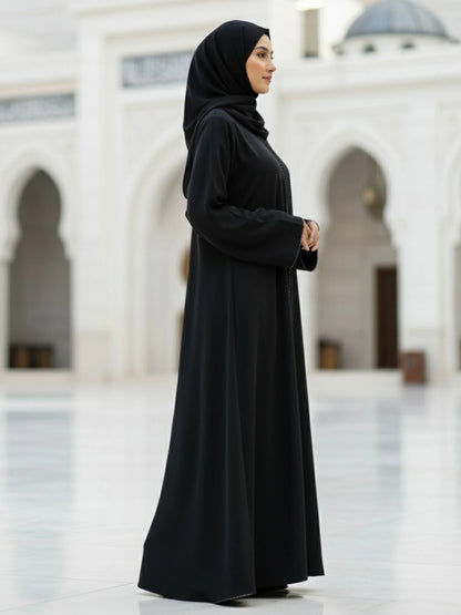 Imported Nida Abaya with Dubai Lace - Front Closed
